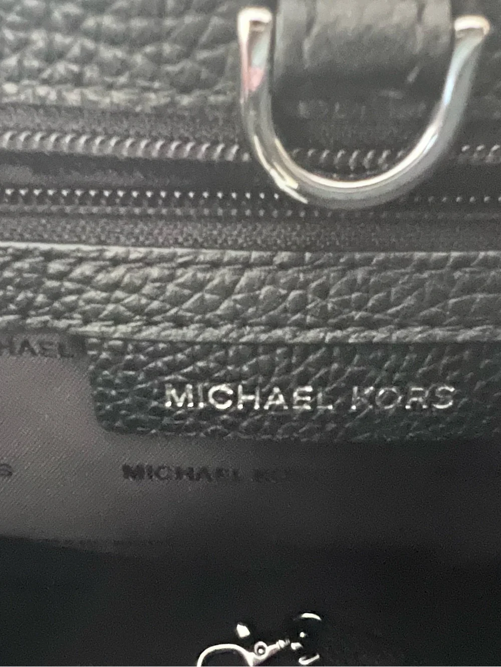 Michael Kors Black & Metallic Silver Snakeskin Embossed Satchel Handbag